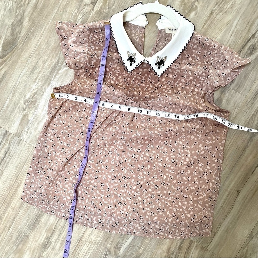 Parisian Shabby chin boho Prairie blouse w jewel collar - Picture 11 of 11